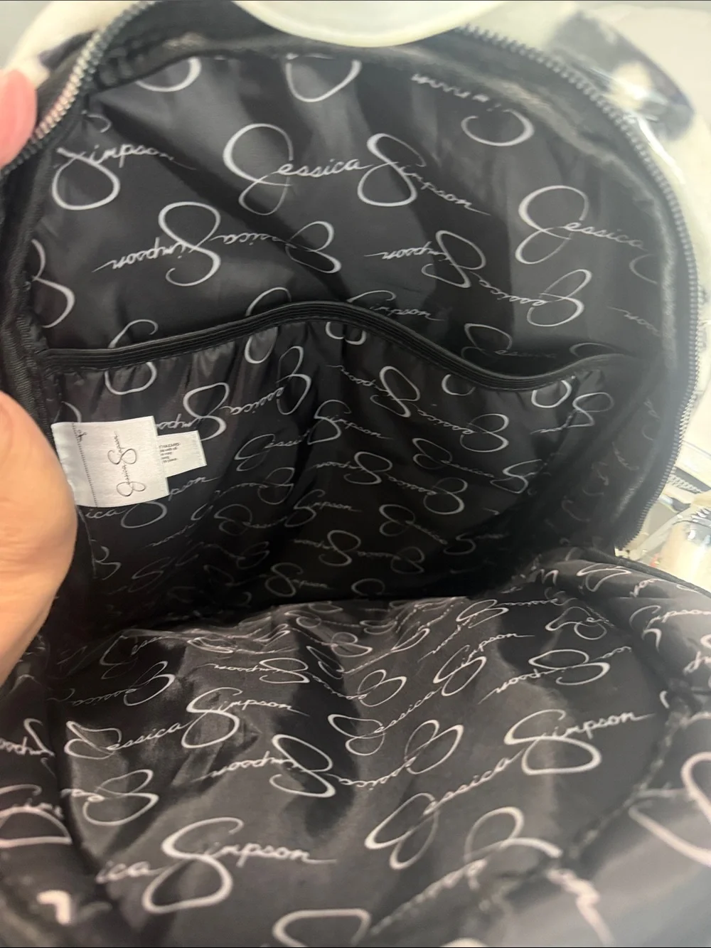 Jessica Simpson Cream and Black Floral Faux-Fur Backpack Value Set